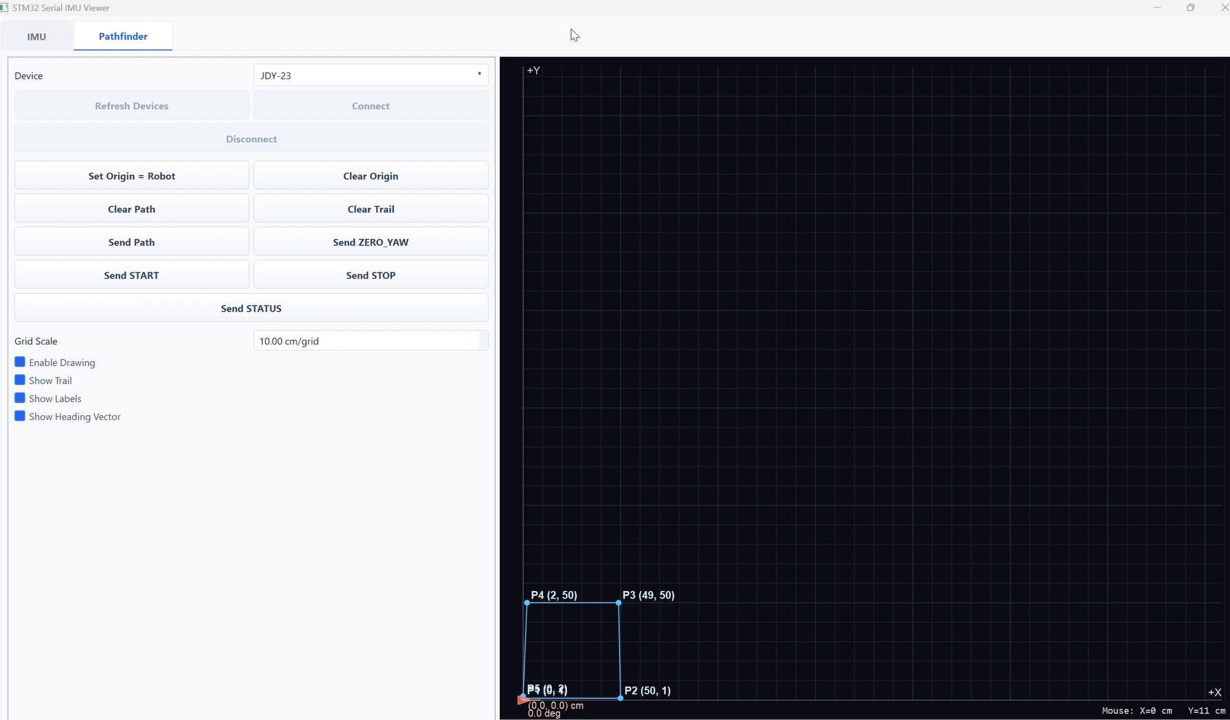 PyQt5 dashboard showing waypoint path editor